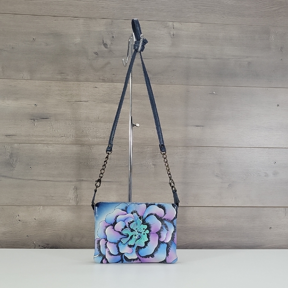 Anna by Anuschka Hand Painted Crossbody Shoulder Bag Purse Hobo